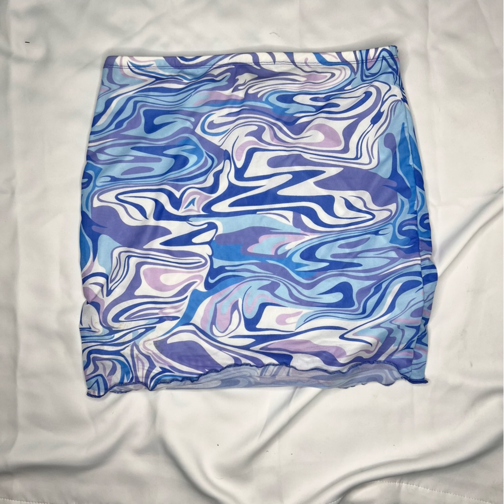 Blue and Purple Swirl Pattern Swim Coverup Skirt🌊👙